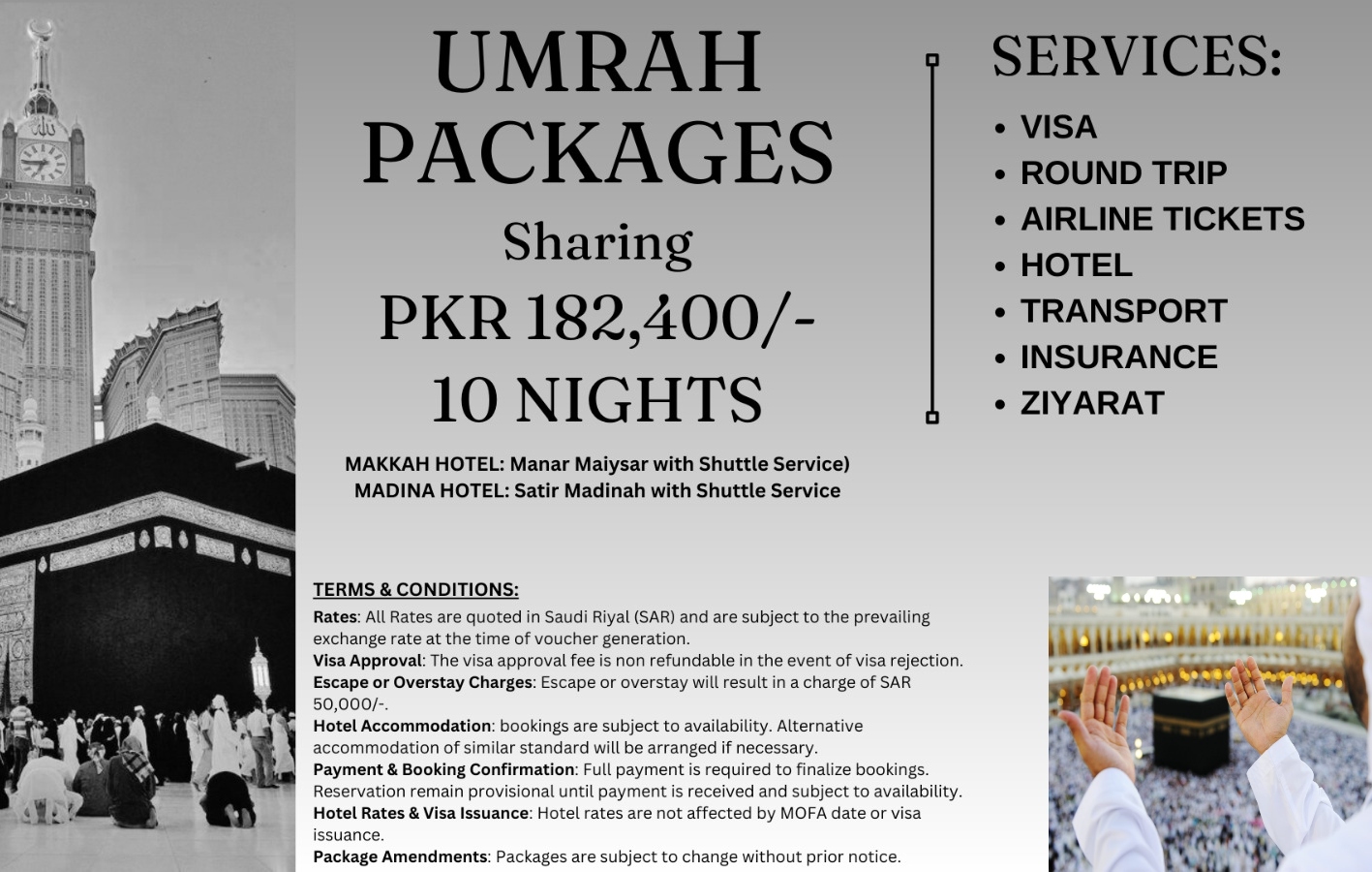 Umrah Packages from Pakistan 2023 Price August. Rate